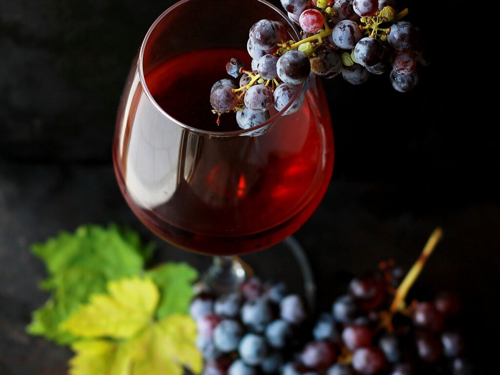 wine cup with grapes
